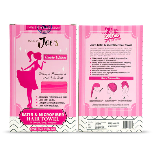 Satin Wrapped Microfiber Hair Towel - Barbie Edition - Joe's Labs