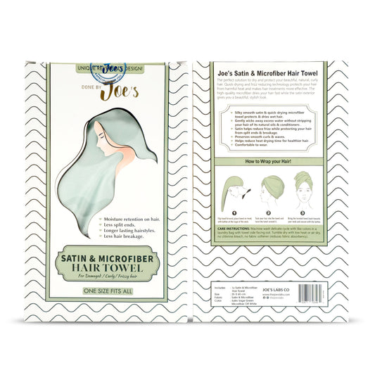 Satin Wrapped Microfiber Hair Towel - Sage Green - Joe's Labs
