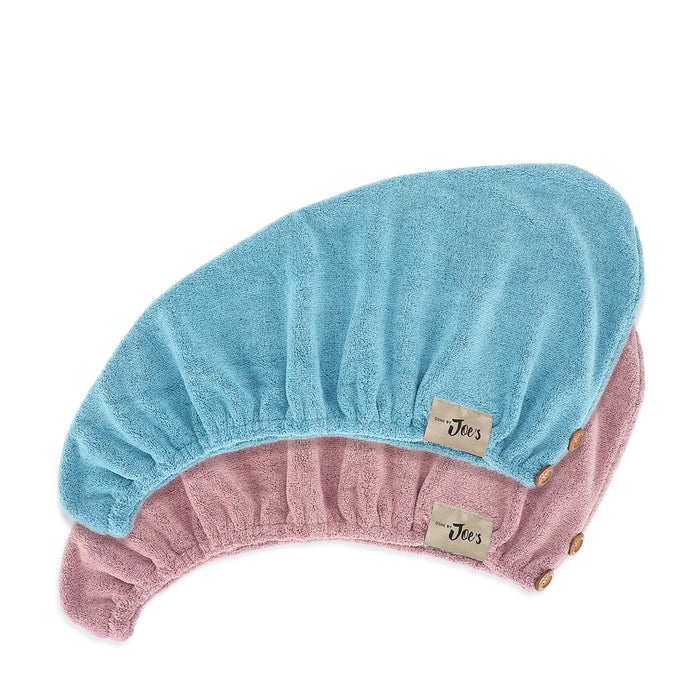 Organic Bamboo Charcoal Fiber Hair Towel 4X Faster - Blue & Pink - Joe's Labs