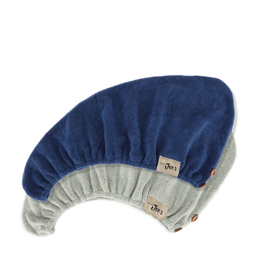 Organic Bamboo Charcoal Fiber Hair Towel 4X Faster - Grey Green and Navy Blue - Joe's Labs