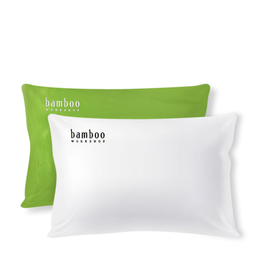 Organic Bamboo Pillowcase - 2 pcs - Mint Green & Off White - Joe's Labs