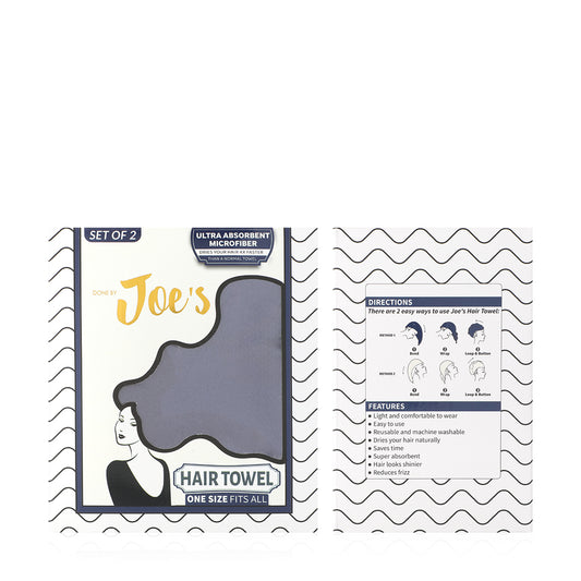 Ultra Absorbent Microfiber Hair Towel - Navy Blue & Ivory - Joe's Labs