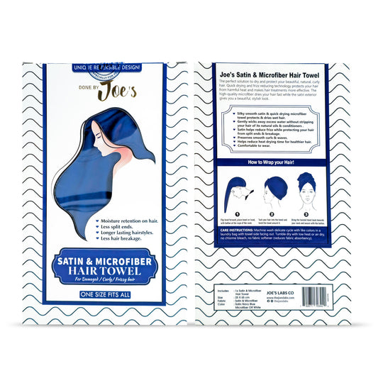 Satin Wrapped Microfiber Hair Towel - Navy Blue - Joe's Labs