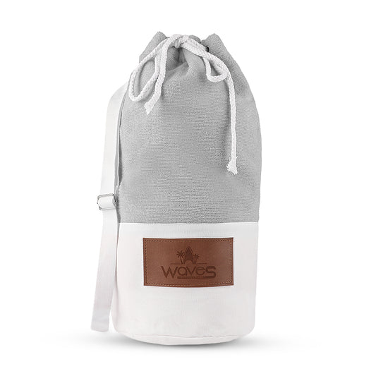 Waves - Poncho Towel Beach Hoodie - White & Grey - Joe's Labs