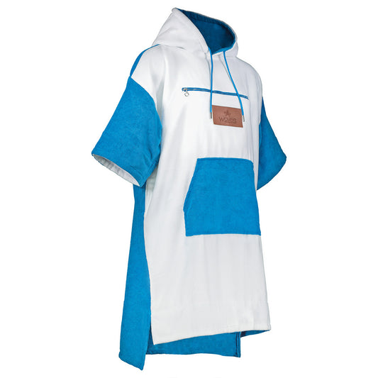 Waves - Poncho Towel Beach Hoodie - White & Blue - Joe's Labs