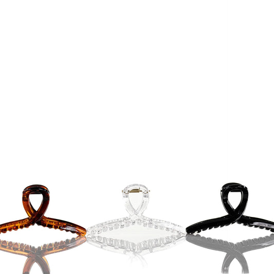 Hair Claw Clip - Glossy Twisted - Translucent, Brown And Black - 3pcs - Joe's Labs