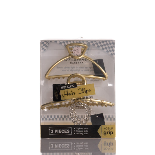 Metallic Hair Claw Clips Set - 3 pcs - Joe's Labs