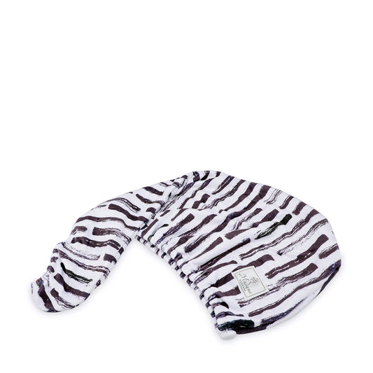 Hair Towel Microfiber White/Black Lines - Joe's Labs