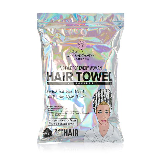 Hair Towel Microfiber White/Black Lines - Joe's Labs