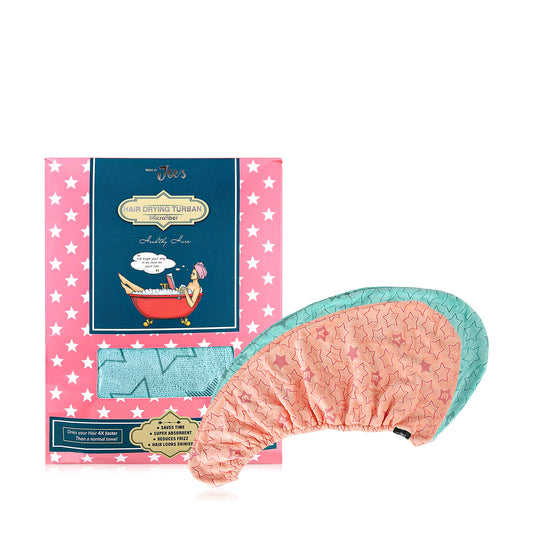 Microfiber Hair Drying Duo - Pink And Green Stars - Joe's Labs