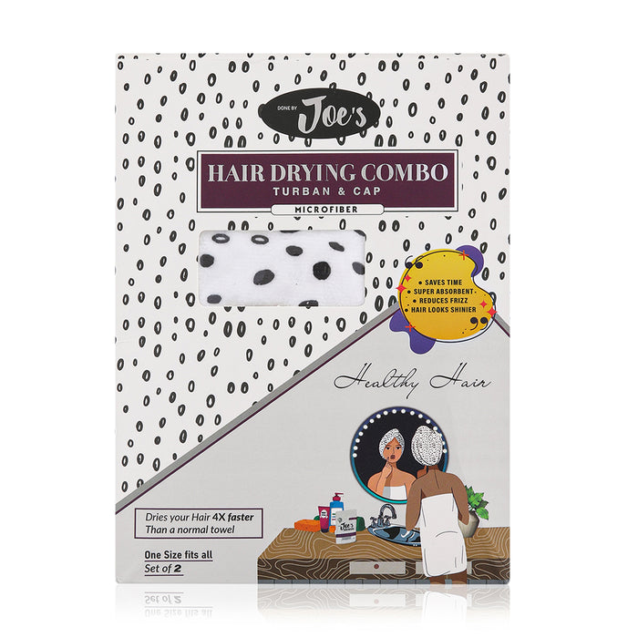 Hair Drying Combo Turban & Cap Polka Dots - Joe's Labs