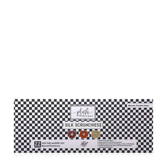 Large Silk Scrunchies Set - 3 pcs - Maroon,Caramel,and Ivory - Joe's Labs