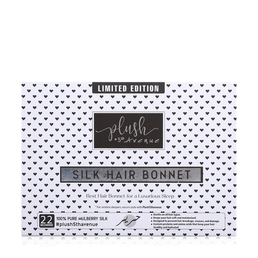 Silk Hair Bonnet - Heart Pattern White And Black - Joe's Labs