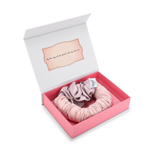 Satin Hair Curler Scrunchie - Pink / Dirty Pink - Joe's Labs