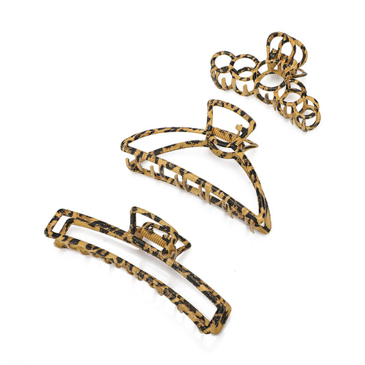Leopard Print Hair Claw Clips Set - 3 pcs - Joe's Labs