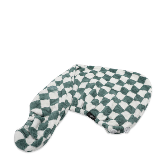 Microfiber Hair Drying Duo - Black & White Checks - 2 pcs - Joe's Labs