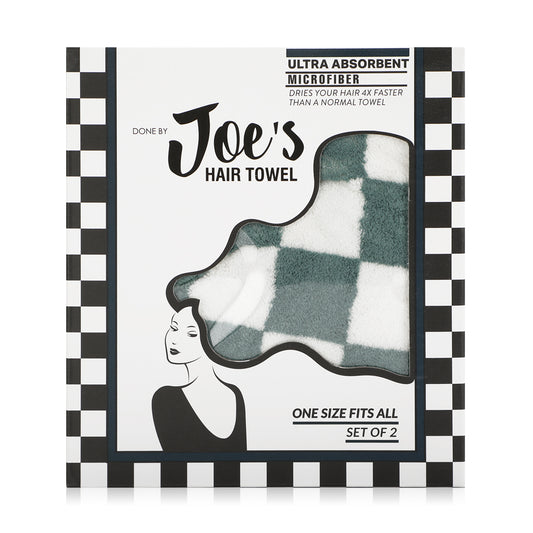 Microfiber Hair Drying Duo - Black & White Checks - 2 pcs - Joe's Labs