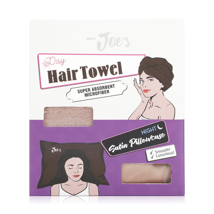 Hair Towel & Satin Pillow Case Set - 2 pcs / Caramel - Joe's Labs