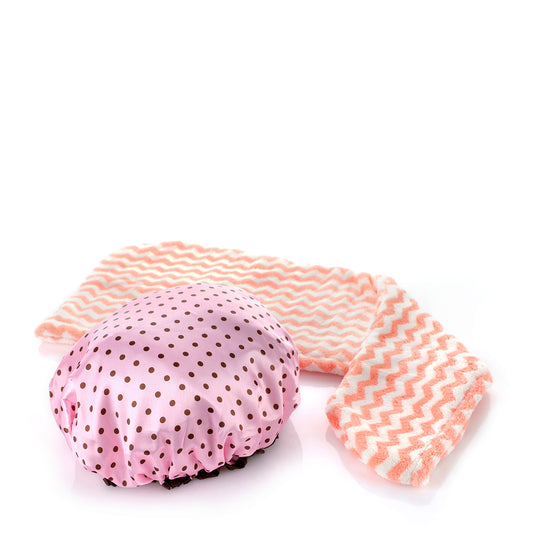 Waterproof Shower Cap & Hair Towel Set - 2 pcs - Joe's Labs