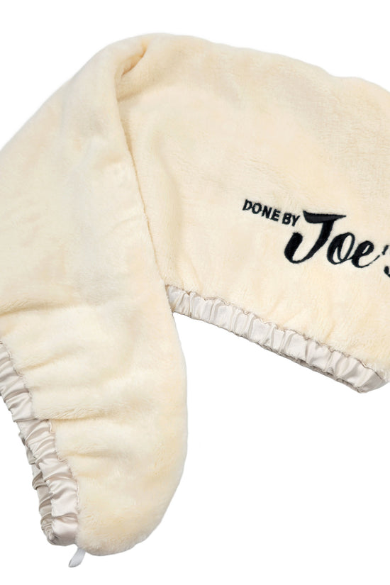 Satin Wrapped Microfiber Hair Towel - Ivory - Joe's Labs