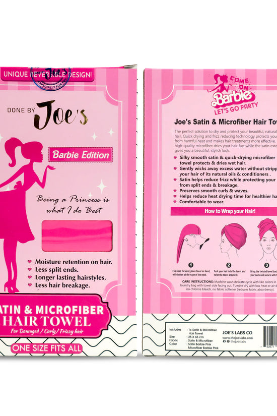 Satin Wrapped Microfiber Hair Towel - Barbie Edition - Joe's Labs