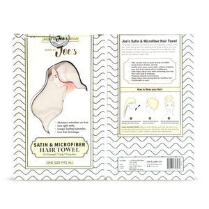 Satin Wrapped Microfiber Hair Towel - Ivory - Joe's Labs