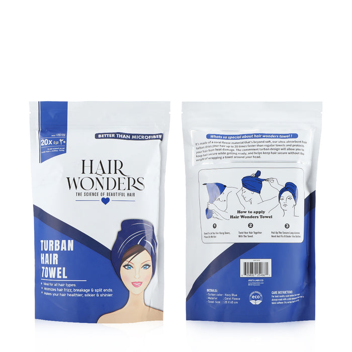 Turban Hair Towel (20x Faster) - Navy Blue - Joe's Labs