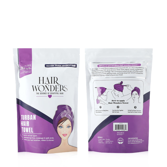 Turban Hair Towel (20x Faster) - Purple - Joe's Labs