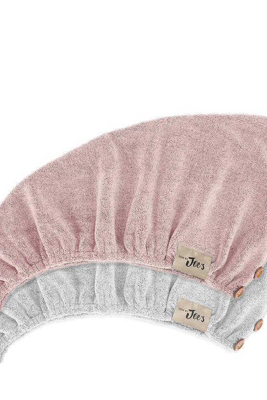 Organic Bamboo Charcoal Fiber Hair Towel 4X Faster - Dusty Pink and Dusty Grey - Joe's Labs