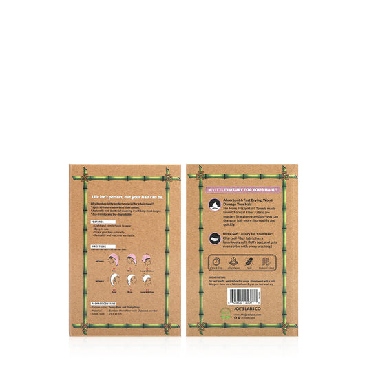 Organic Bamboo Charcoal Fiber Hair Towel 4X Faster - Dusty Pink and Dusty Grey - Joe's Labs