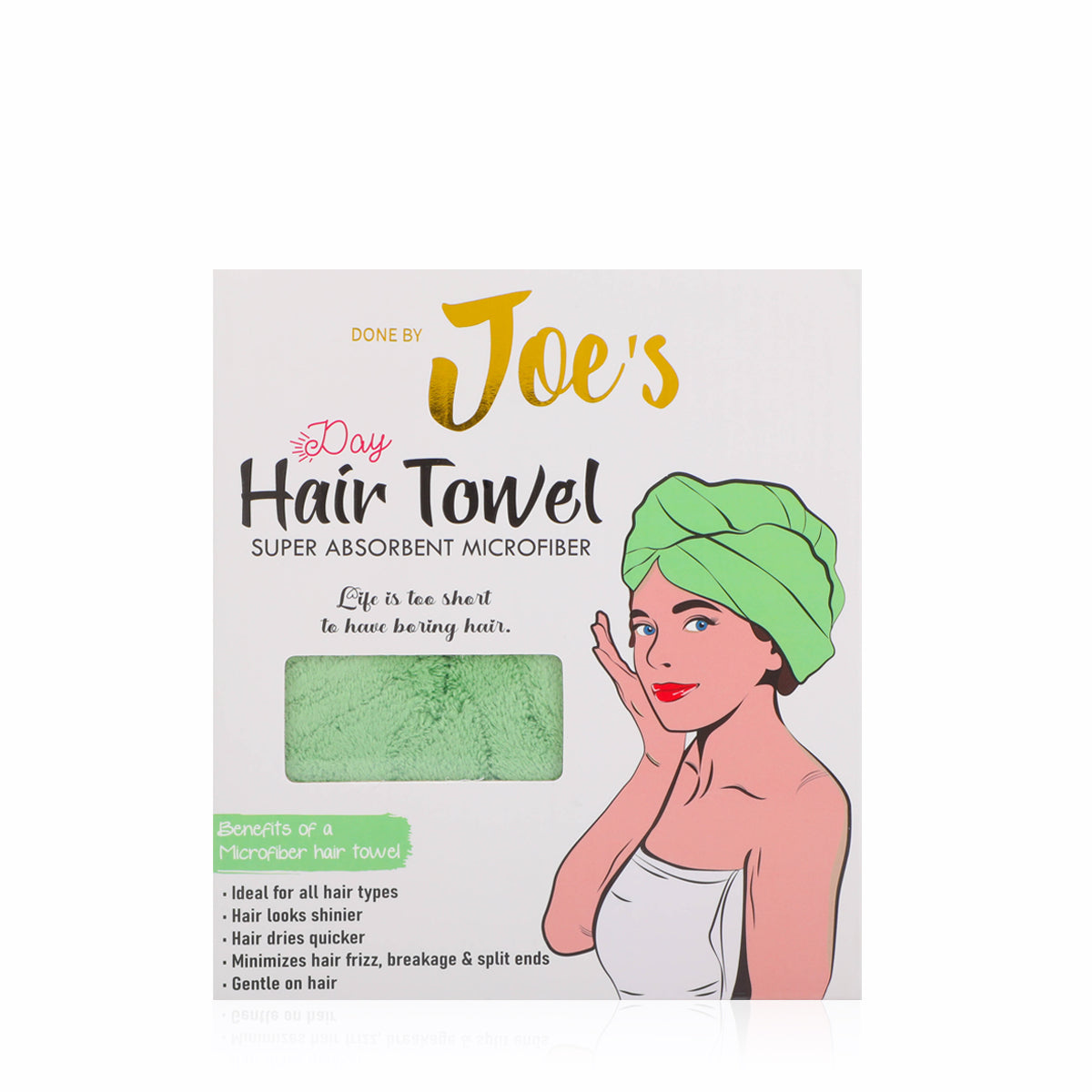 Hair Towel & Satin Pillow Case Set - 2 Pcs - Pistachio Green