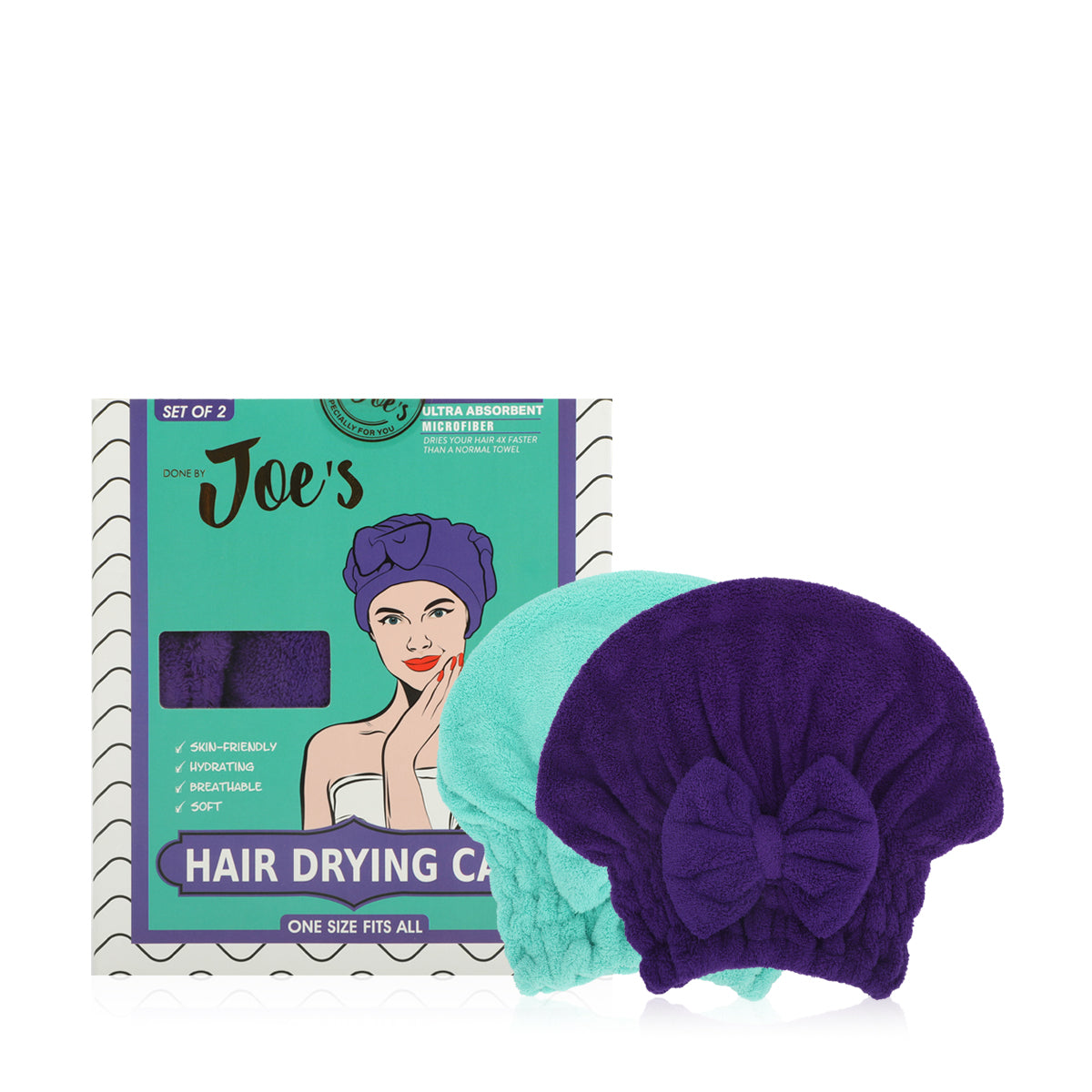 Hair Drying Caps - Tiffany Blue & Purple - 2 Pcs