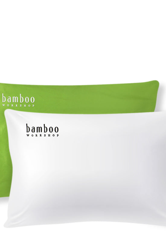 Organic Bamboo Pillowcase - 2 pcs - Mint Green & Off White - Joe's Labs