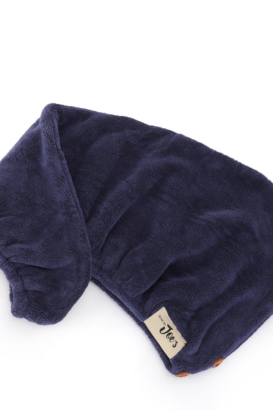 Ultra Absorbent Microfiber Hair Towel - Navy Blue & Ivory - Joe's Labs