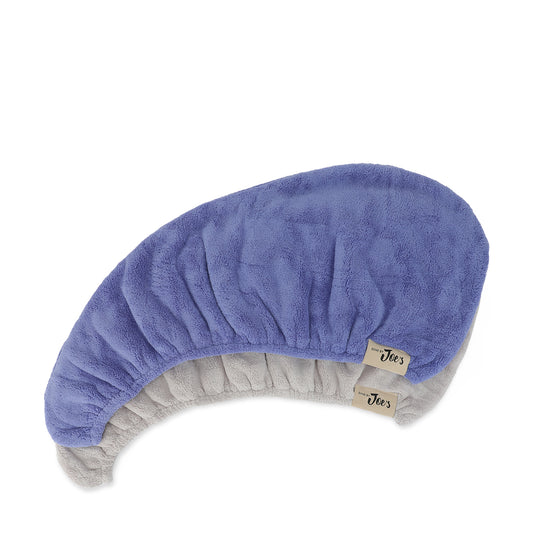 Ultra Absorbent Microfiber Hair Towel - Royal Blue & Grey