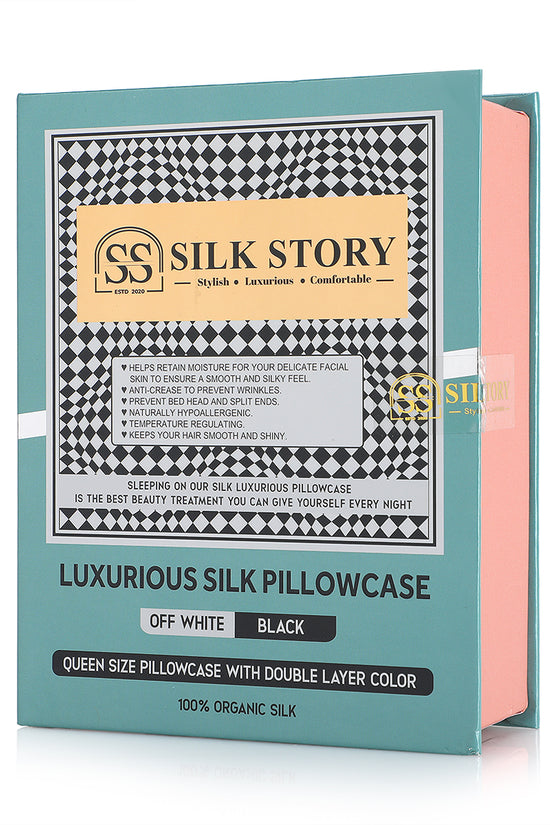 Luxurious Silk Pillowcase - Off-White & Black 22mm - Joe's Labs