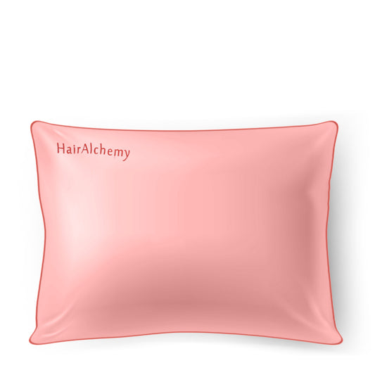Satin Pillowcase - Pink With Burgundy Edge