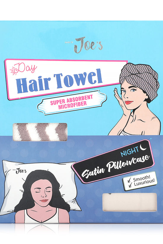 Hair Towel & Satin Pillow Case Set - 2 pcs - Champange - Joe's Labs