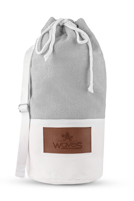 Waves - Poncho Towel Beach Hoodie - White & Grey - Joe's Labs