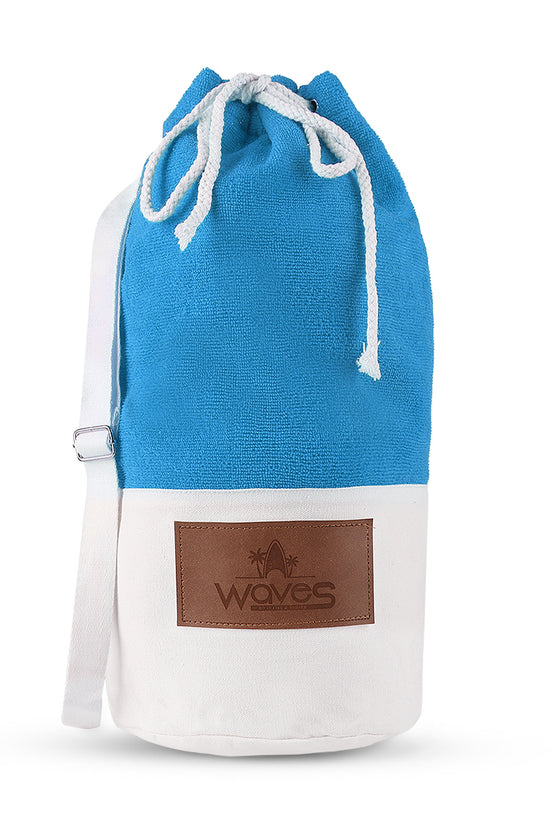 Waves - Poncho Towel Beach Hoodie - White & Blue - Joe's Labs