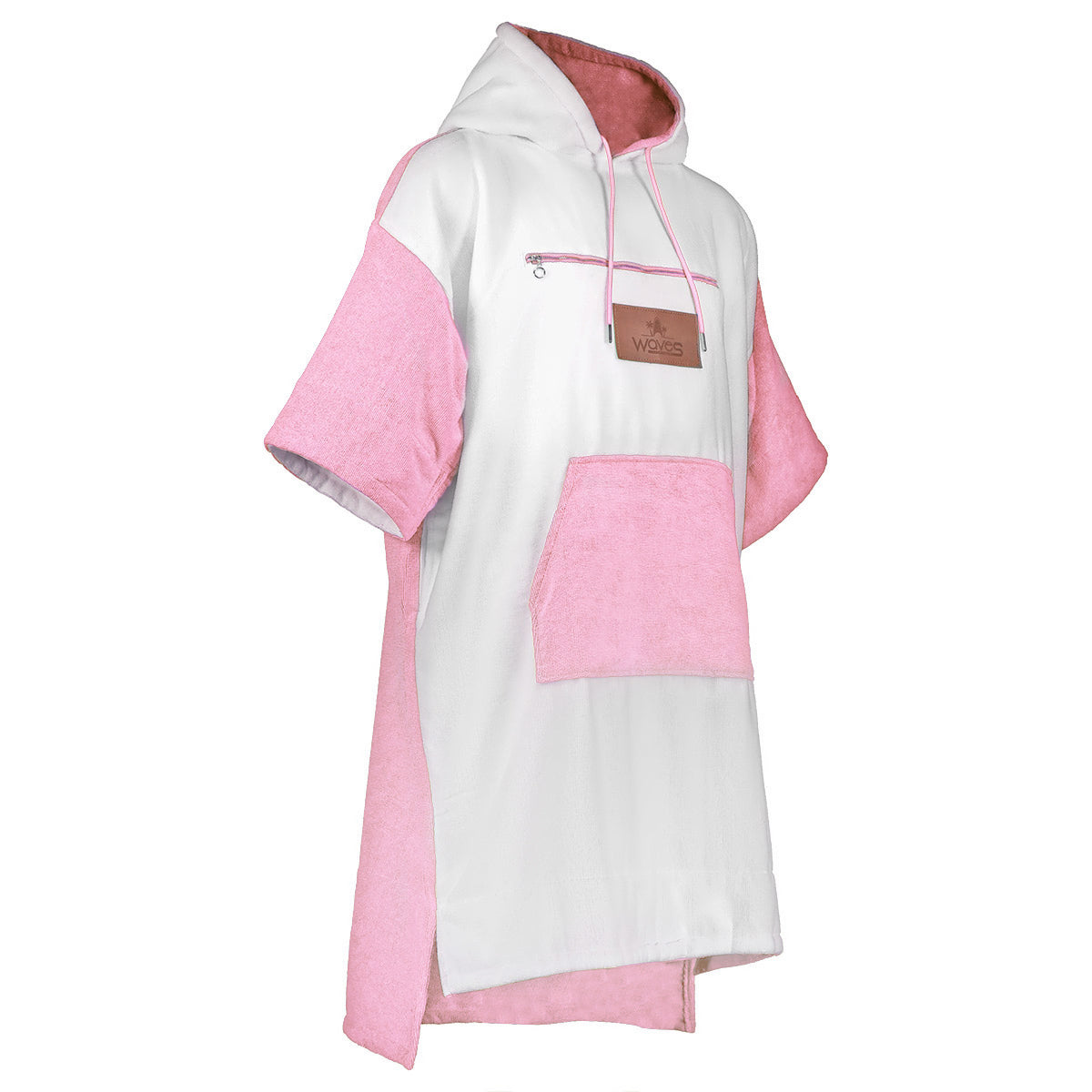 Waves - Poncho Towel Beach Hoodie - White & Pink - Joe's Labs