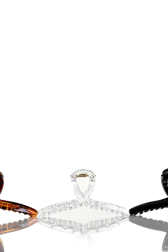 Hair Claw Clip - Glossy Twisted - Translucent, Brown And Black - 3pcs - Joe's Labs