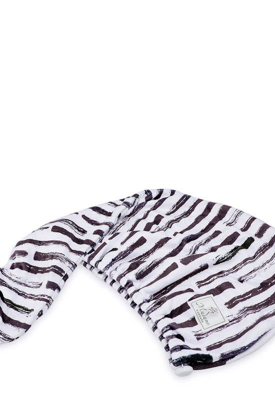 Hair Towel Microfiber White/Black Lines - Joe's Labs