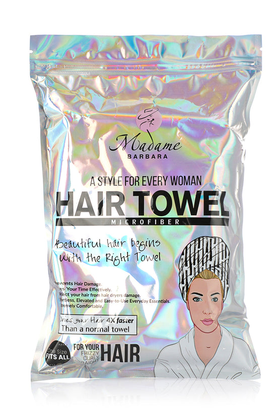 Hair Towel Microfiber White/Black Lines - Joe's Labs