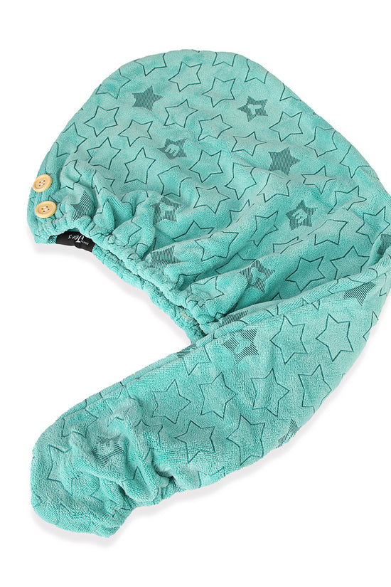 Microfiber Hair Drying Duo - Pink And Green Stars - Joe's Labs