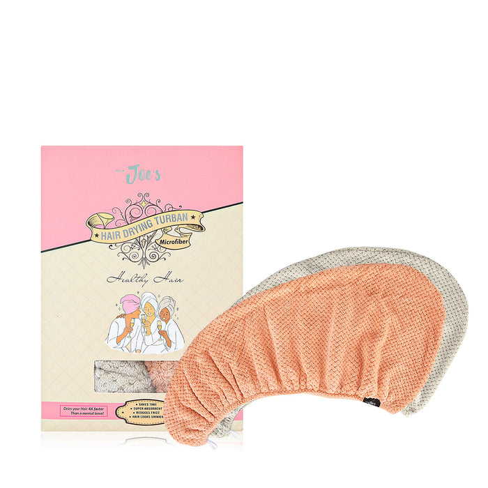 Hair Drying Turban Microfiber - Set Of 2 Off White And Pink - Joe's Labs