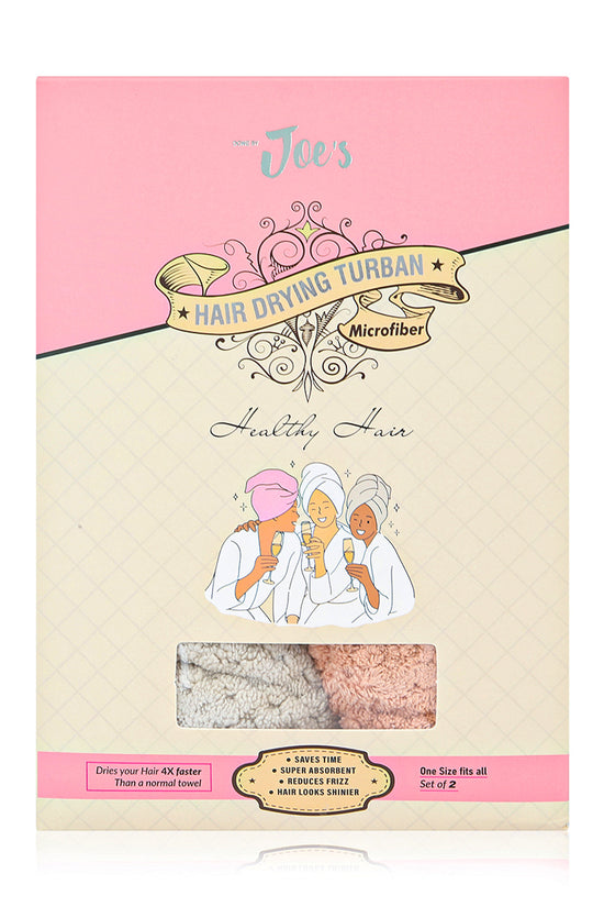 Hair Drying Turban Microfiber - Set Of 2 Off White And Pink - Joe's Labs