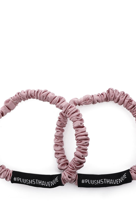 Skinny Silk Scrunchies Set - 6 pcs-Pink,Ivory,Champagne - Joe's Labs