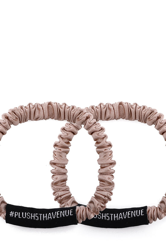 Skinny Silk Scrunchies Set - 6 pcs-Pink,Ivory,Champagne - Joe's Labs