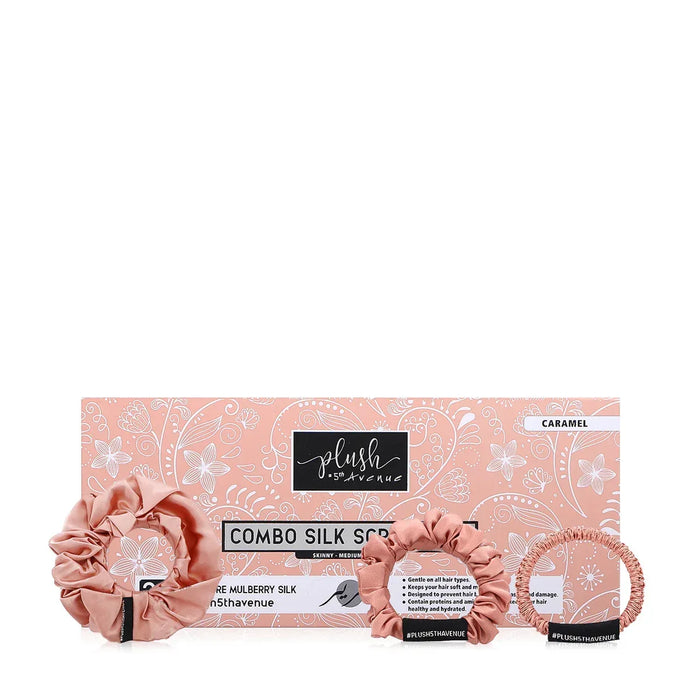 Combo Silk Scrunchies - 3 pcs - Caramel - Joe's Labs